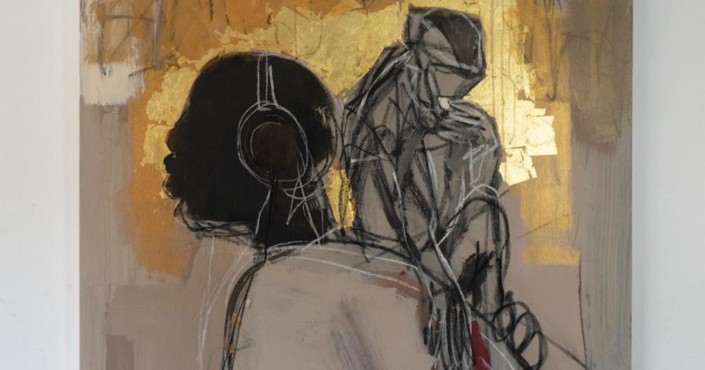 Drawing of a man with a monkey on his back